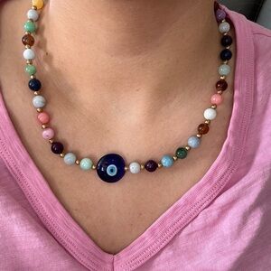 Multicolor Beaded Evil Eye Necklace